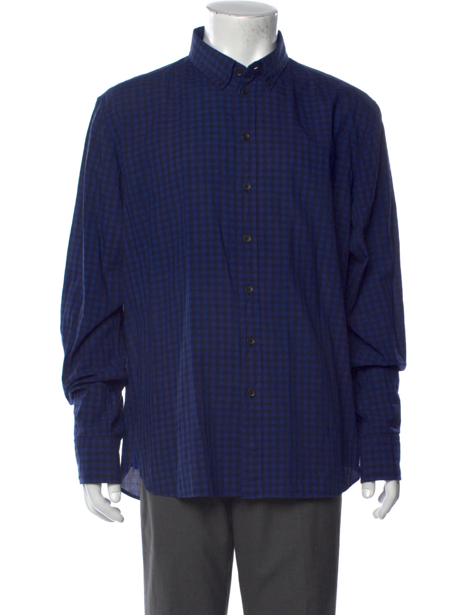 The RealReal,Rag & Bone, Rag & Bone Blue & Black Buffulo Check Print Long Sleeve Button Up Shirt, Blue, Extra Large-50-TagXL