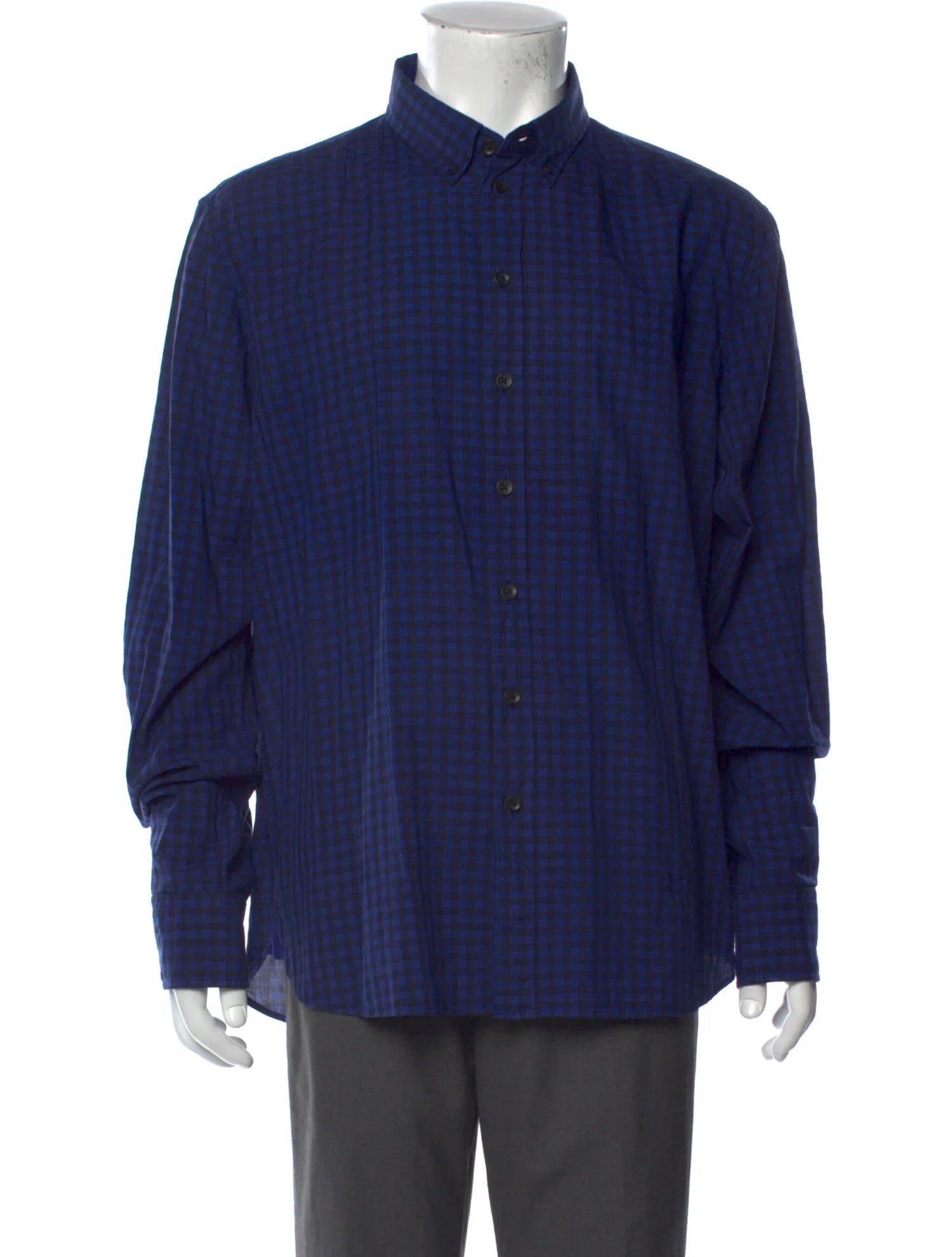 The RealReal,Rag & Bone, Rag & Bone Blue & Black Buffulo Check Print Long Sleeve Button Up Shirt, Blue, Extra Large-50-TagXL