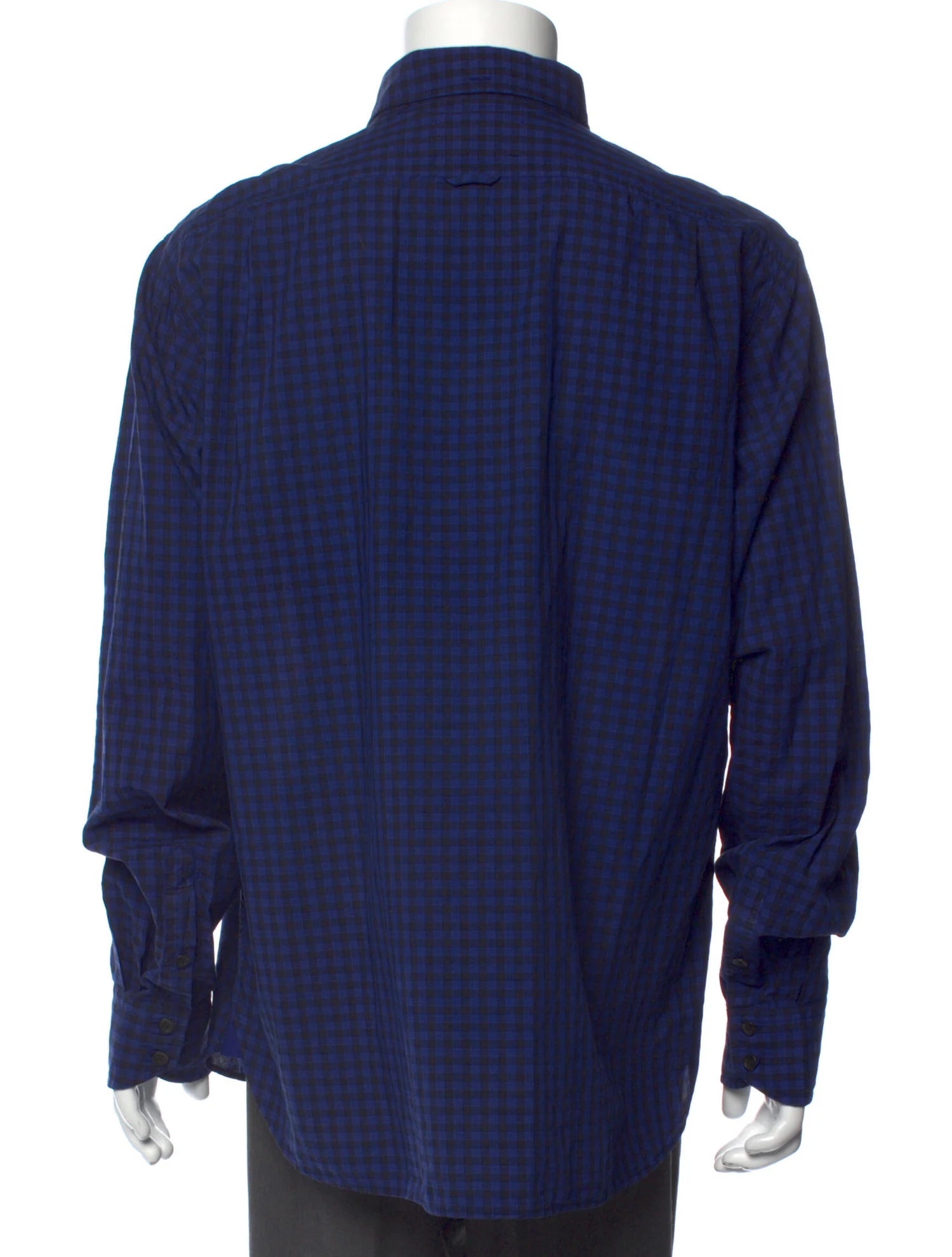 The RealReal,Rag & Bone, Rag & Bone Blue & Black Buffulo Check Print Long Sleeve Button Up Shirt, Blue, Extra Large-50-TagXL