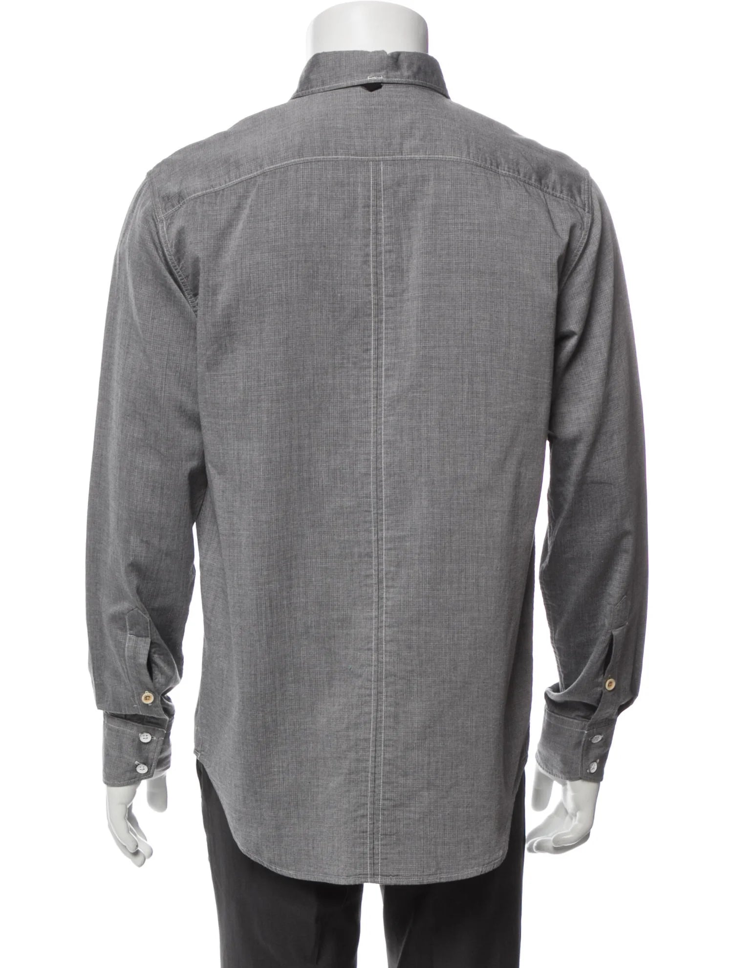 The RealReal,Rag & Bone, Rag & Bone Grey With Tonal Texture Slim Fit Button Up Shirt With Contrast White Stitching, Grey, Medium-42-TagS
