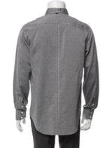 Rag & Bone Grey With Tonal Texture Slim Fit Button Up Shirt With Contrast White Stitching