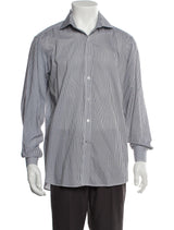 Reformation Charcoal & White Striped Slim Fit Long Sleeve Dress Shirt