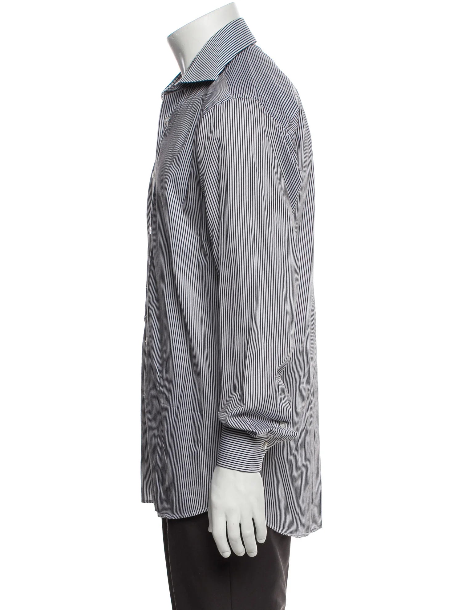 The RealReal,Reformation, Reformation Charcoal & White Striped Slim Fit Long Sleeve Dress Shirt, Grey, Medium-44-TagM