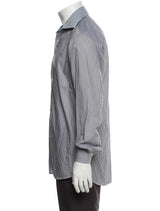 Reformation Charcoal & White Striped Slim Fit Long Sleeve Dress Shirt