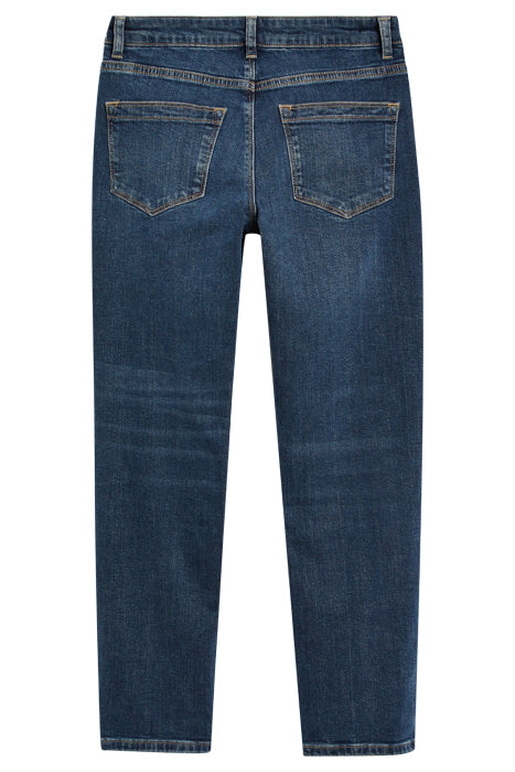 Otrium,Reiss, Reiss Bailey Dark Blue Slim Fit Mid Rise Cropped Buttonfly Jeans, Blue, 32W-28L-Tag32