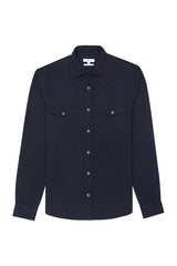 Reiss Navy Button Up Western Shirt With Two Front Chest Pockets