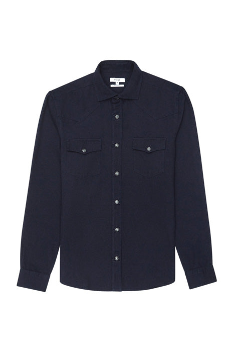 Otrium,Reiss, Reiss Navy Button Up Western Shirt With Two Front Chest Pockets, Blue, Small-40-TagS