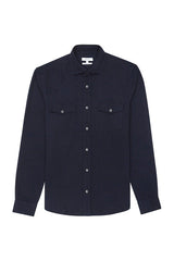 Reiss Navy Button Up Western Shirt With Two Front Chest Pockets