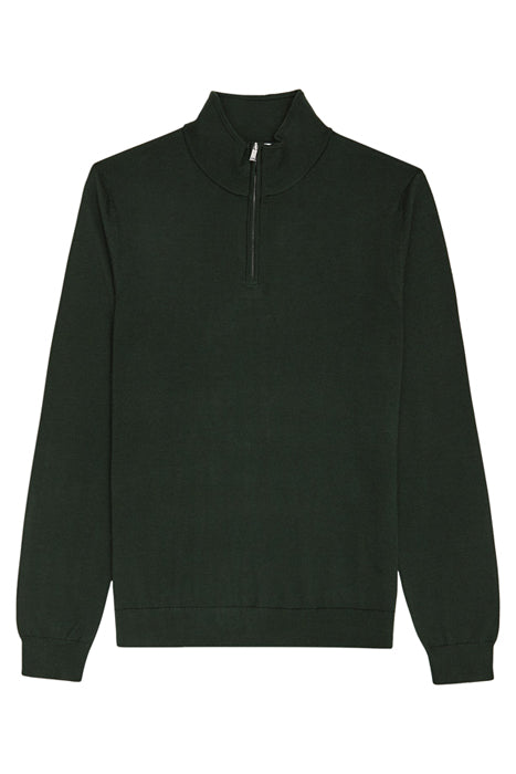 Otrium,Reiss, Reiss Dark Green Quarter Zip Pullover Sweater, Green, Extra Small-36-TagL