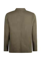 Reiss Olive Green Button Up Shirt Jacket With Three Front Pockets