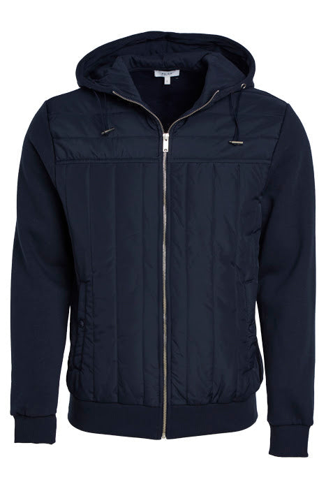 Reiss Navy Zip Up Hooded Fleece Jacket