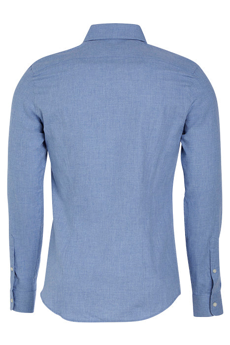 Reiss Blue Tonal Textured Slim Fit Long Sleeve Button Up Shirt