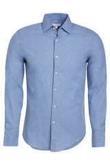 Reiss Blue Tonal Textured Slim Fit Long Sleeve Button Up Shirt