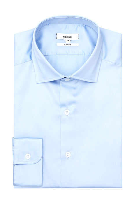 Reiss Light Blue Solid Slim Fit Button Up Dress Shirt