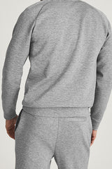 Reiss Light Grey Quarter Zip Ponte Knit Sweatshirt