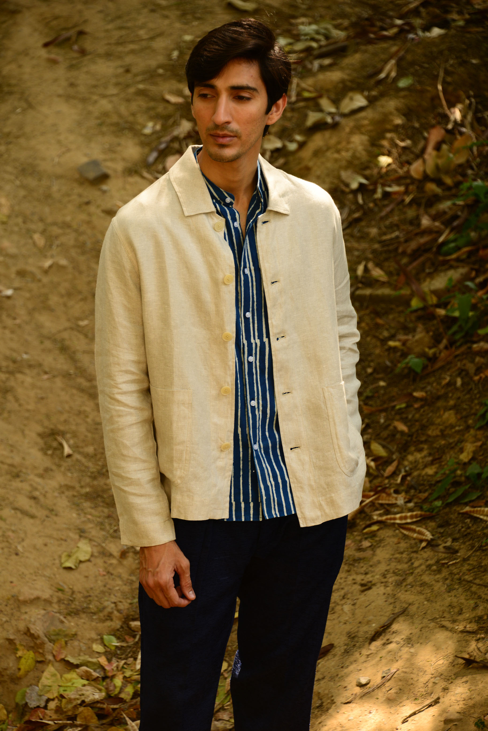 Sons + Fathers Beige Linen Overshirt