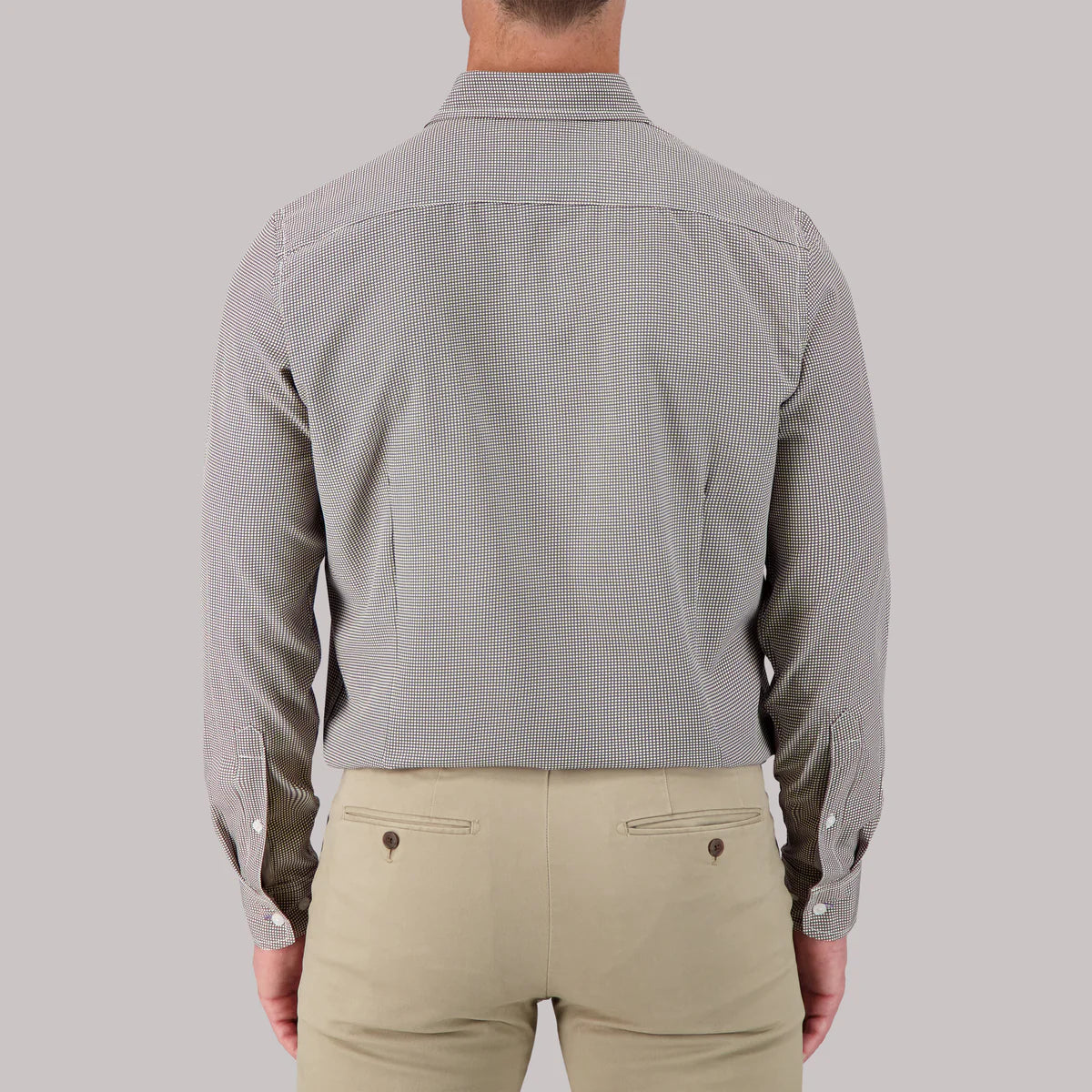 Brand Partner,Report Collection, Report Collection Dark Grey Mini Circle Print Long Sleeve 4-Way Stretch Button Up Shirt, Grey, Medium-44-TagM