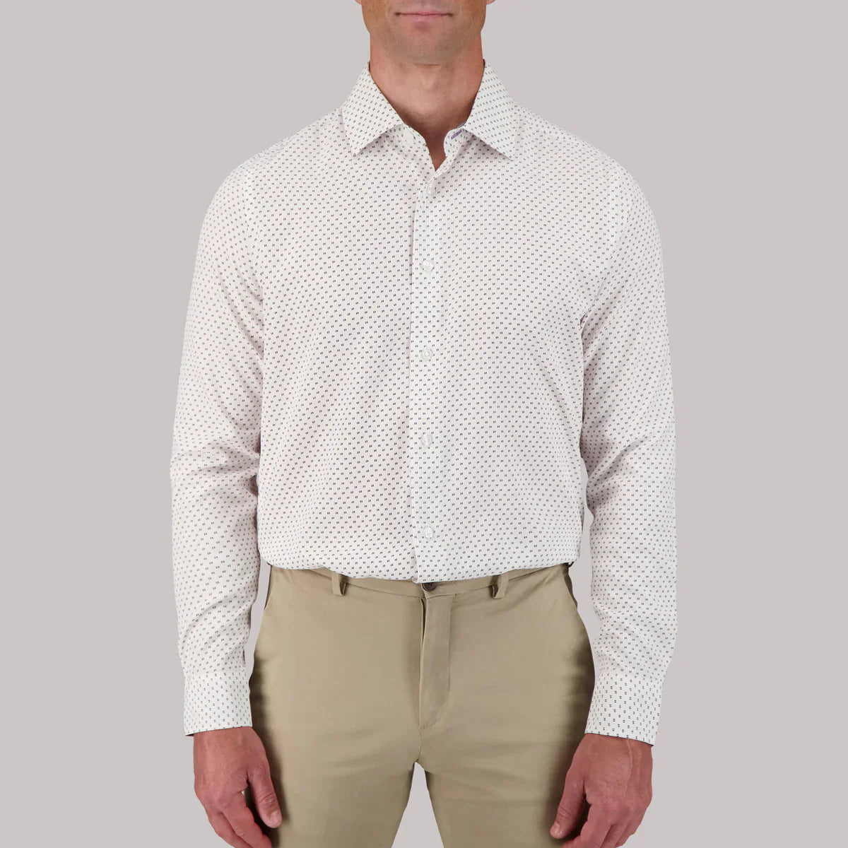 Brand Partner,Report Collection, Report Collection White With Black 4 Clover Dot Print Long Sleeve 4-Way Stretch Button Up Shirt, White, Extra Large-50-TagXLMedium-44-TagM