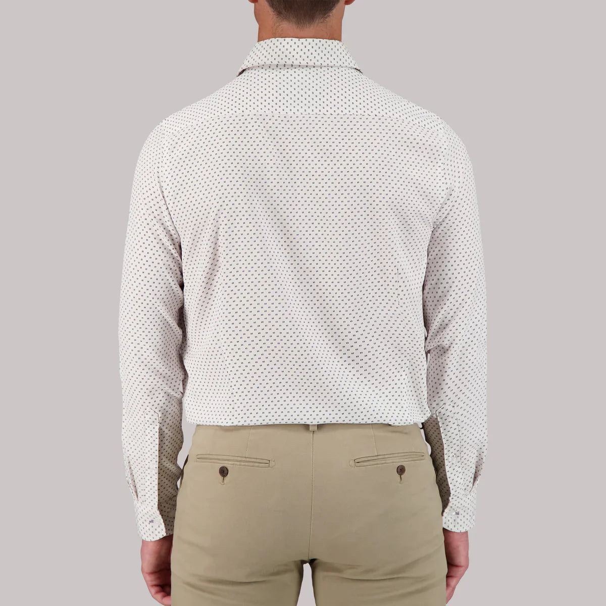 Brand Partner,Report Collection, Report Collection White With Black 4 Clover Dot Print Long Sleeve 4-Way Stretch Button Up Shirt, White, Extra Large-50-TagXLMedium-44-TagM