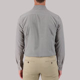 Report Collection Dark Grey Crosshatch Print Long Sleeve 4-Way Stretch Button Up Shirt