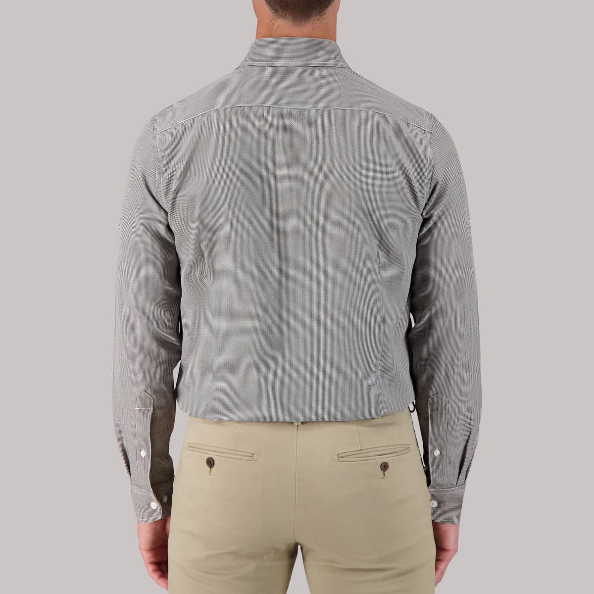 Brand Partner,Report Collection, Report Collection Dark Grey Crosshatch Print Long Sleeve 4-Way Stretch Button Up Shirt, Grey, Large-46-TagL