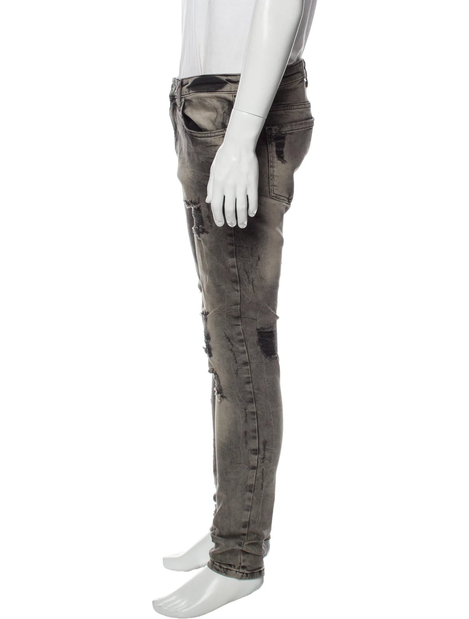 The RealReal,Represent, Represent Grey Sand Wash Destructed Ultra Skinny Jeans, Grey, 30W-30L-Tag30