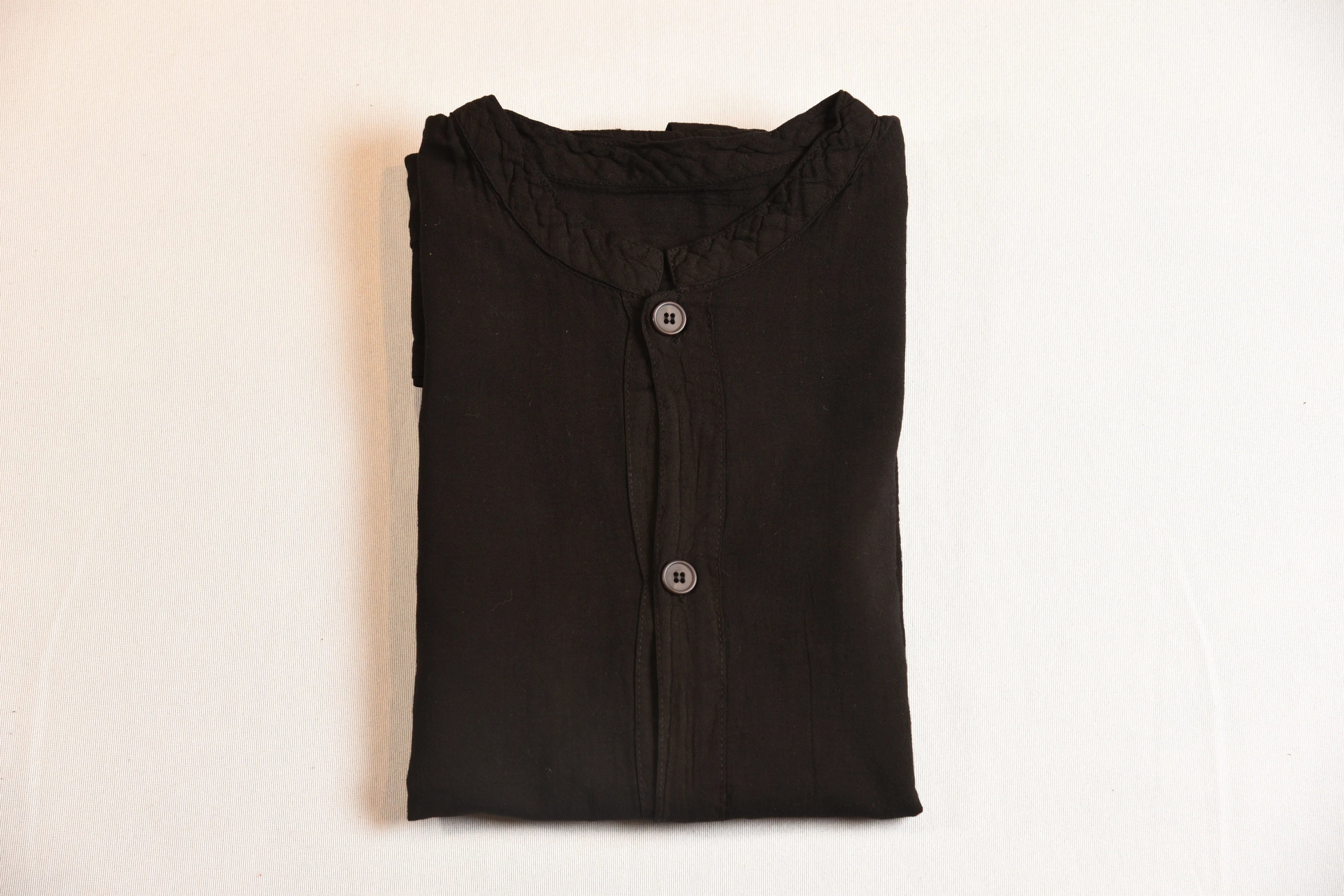 Brand Partner,Shixi, Shixi Charcoal Grey Linen Long Sleeve Tunic, Black, Large-46-TagM