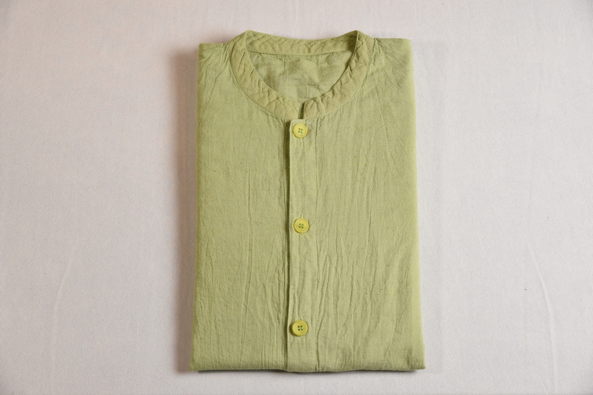 Brand Partner,Shixi, Shixi Bright Green Linen Short Sleeve Shirt, Green, Small-44-TagS
