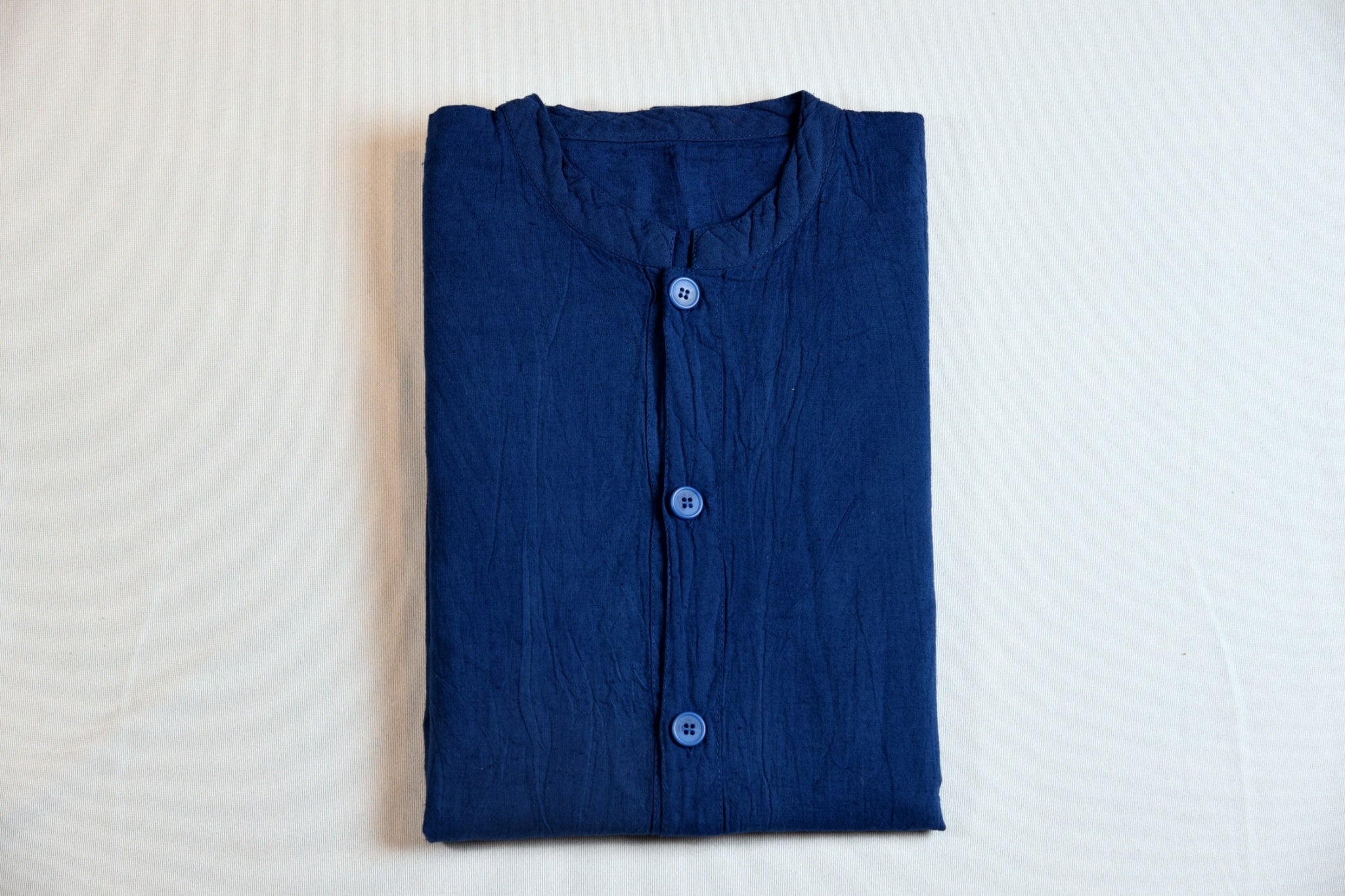 Brand Partner,Shixi, Shixi Navy Blue Linen Short Sleeve Shirt, Blue, Small-46-TagS