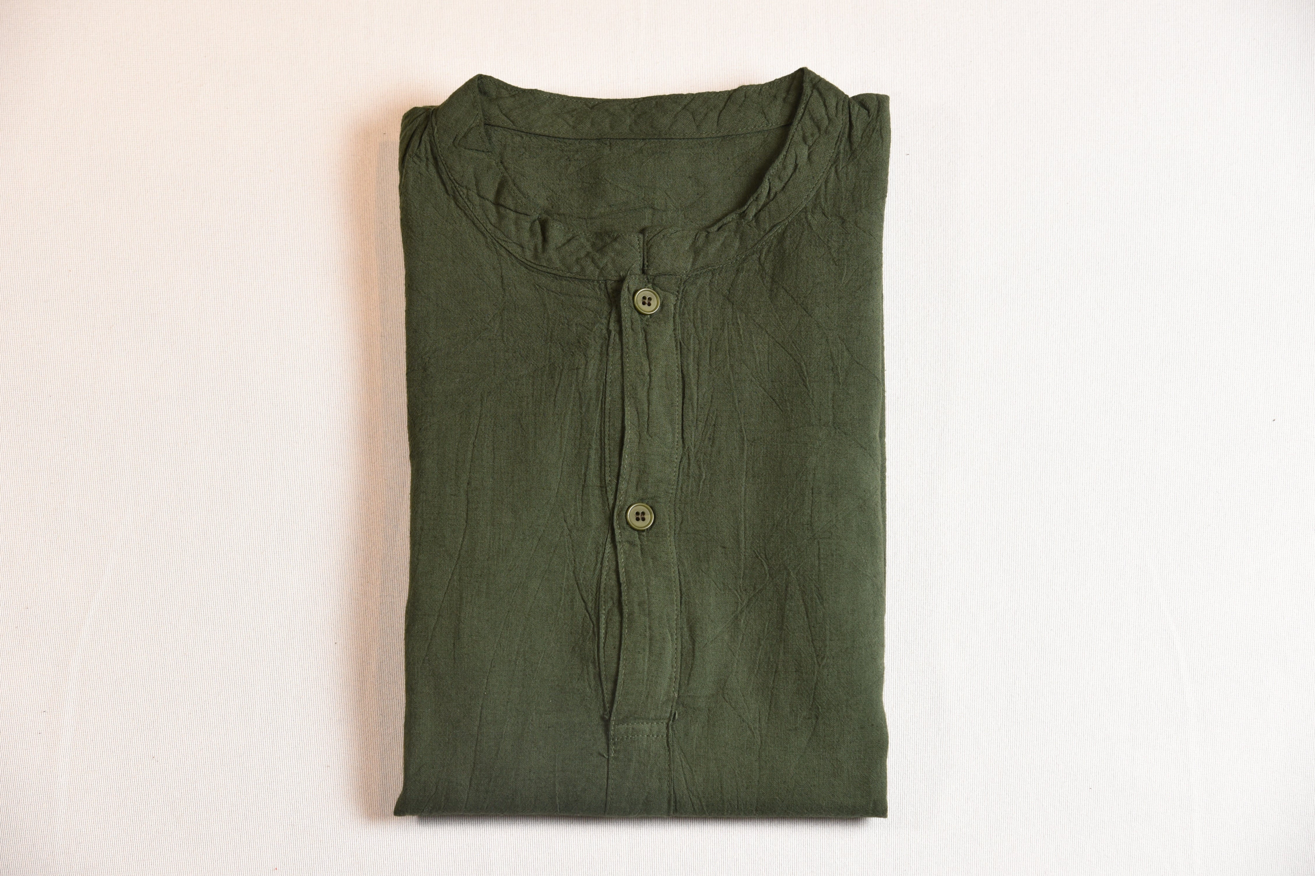 Brand Partner,Shixi, Shixi Dark Green Linen Long Sleeve Tunic, Green, Extra Large-52-TagXL