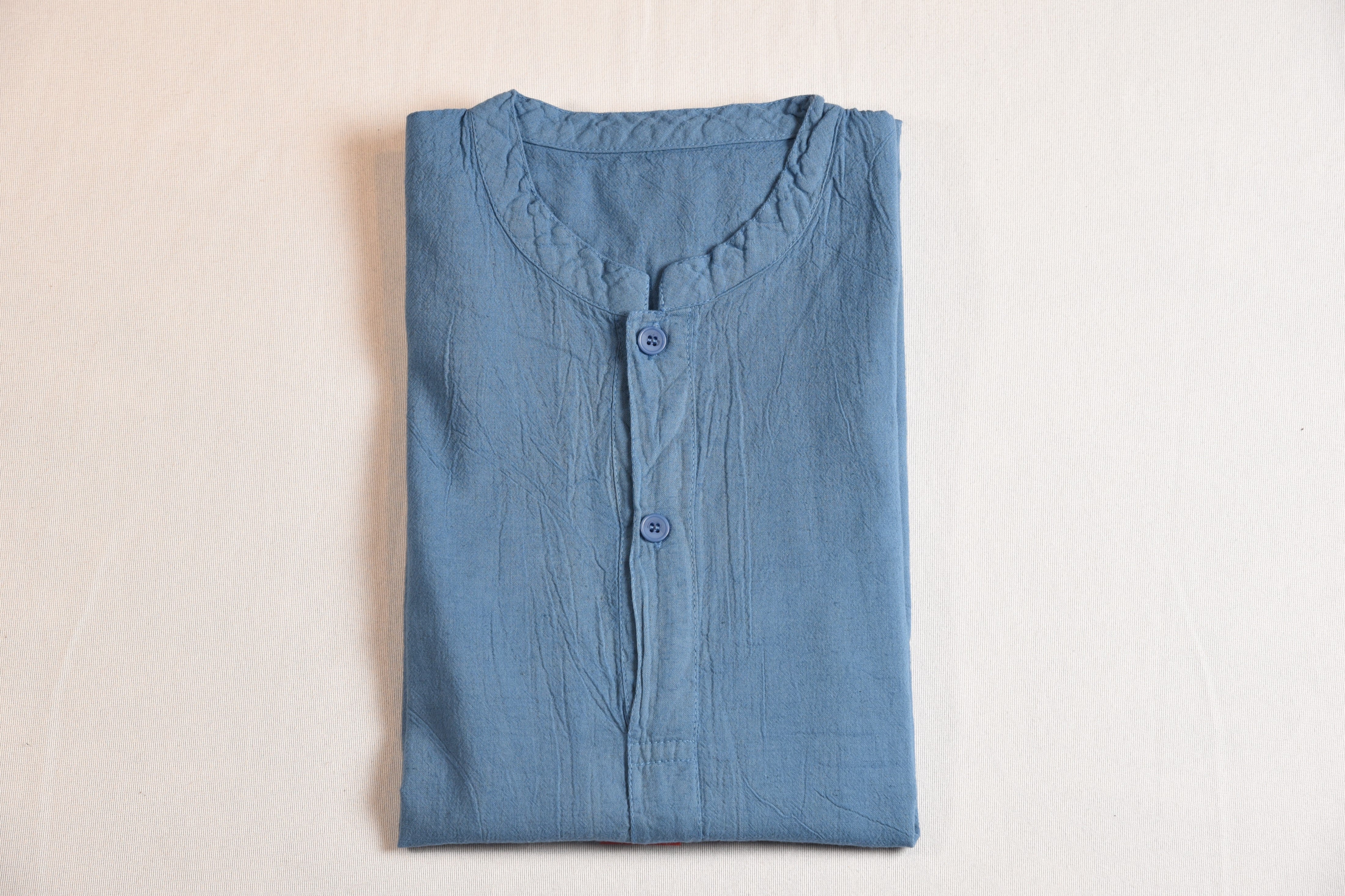 Brand Partner,Shixi, Shixi Light Blue Linen Short Sleeve Tunic, Blue, Large-46-TagL