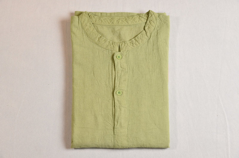 Shixi Pastel Green Linen Long Sleeve Tunic