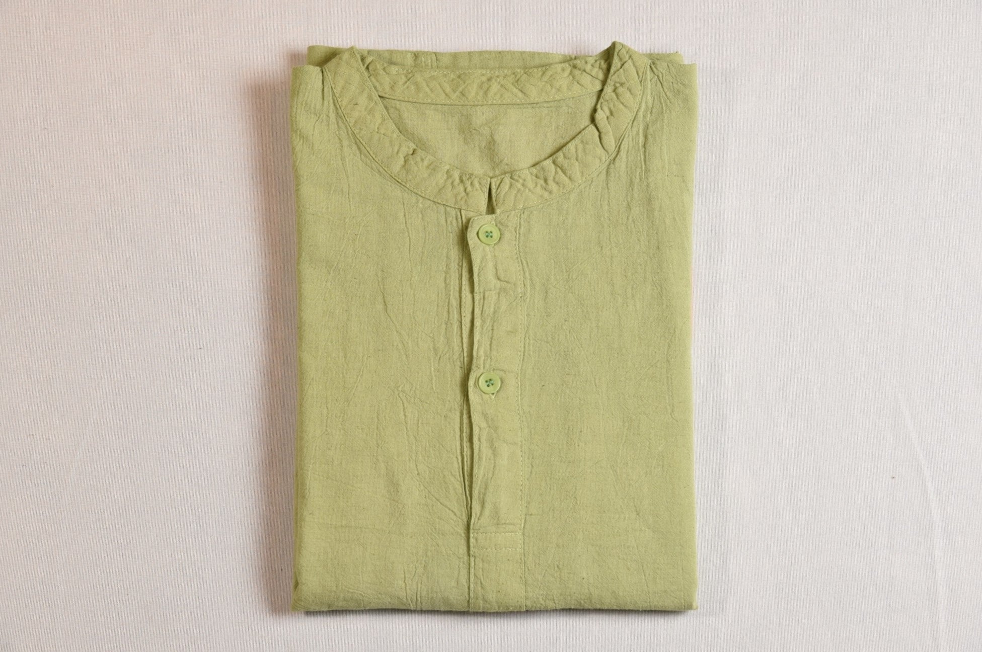 Brand Partner,Shixi, Shixi Pastel Green Linen Long Sleeve Tunic, Green, Small-45-TagS