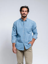 SMF Light Blue Denim Long Sleeve Button Up Shirt