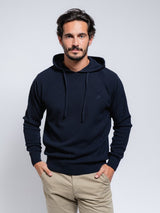 SMF Navy Textured Knit Long Sleeve Hoodie