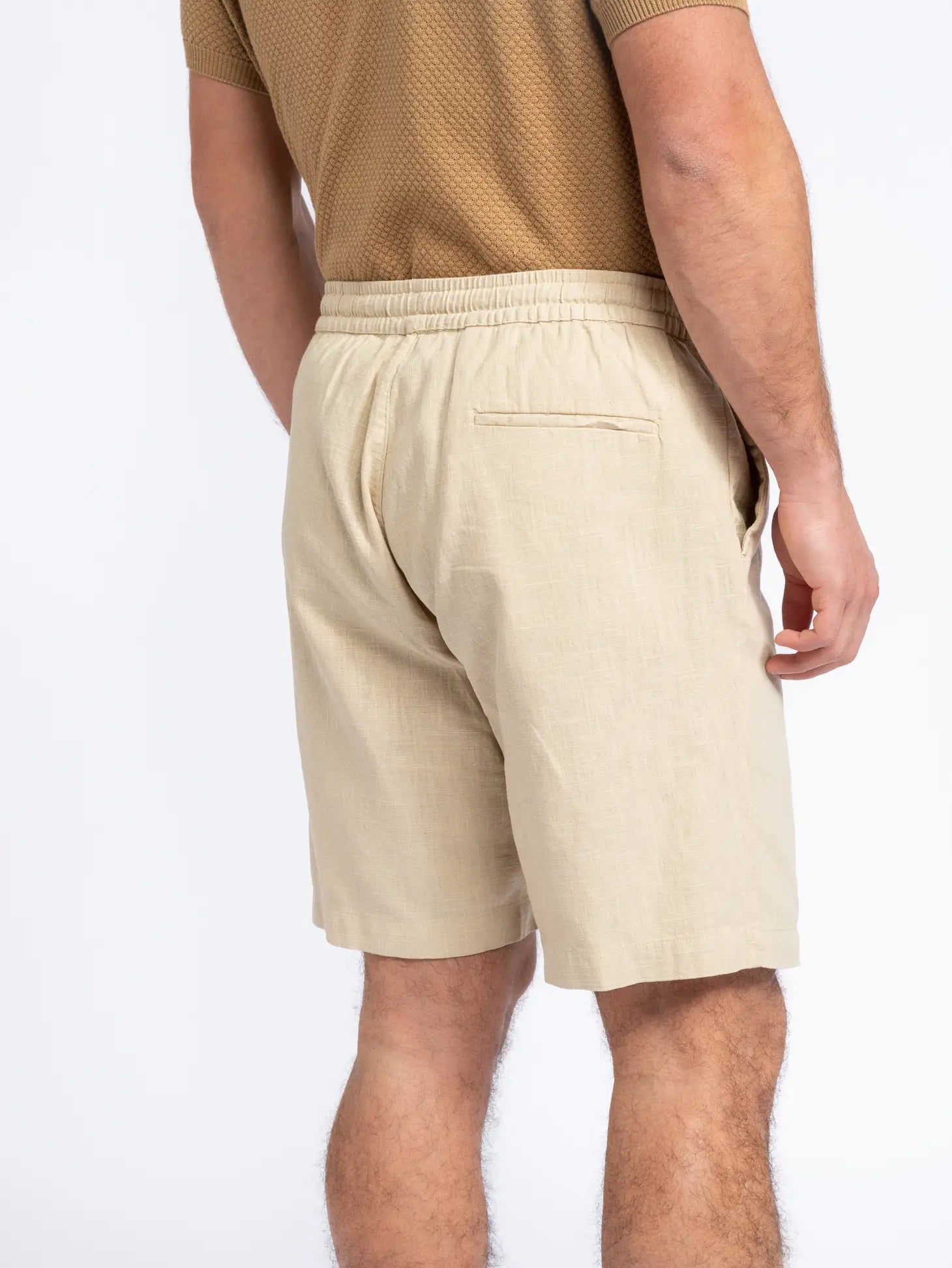 Faire,SMF, SMF Tan Linen Blend Drawstring Shorts, Tan, 32W-9L-TagM