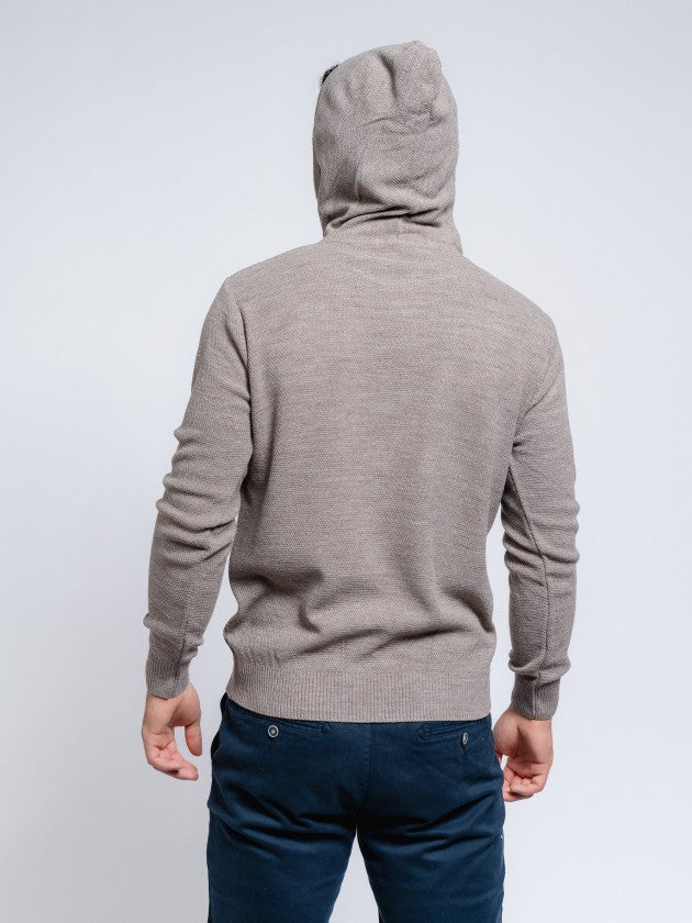 Faire,SMF, SMF Taupe Textured Knit Long Sleeve Hoodie, Tan, Extra Large-48-TagXXLExtra Large-47-TagXXLLarge-46-TagXLExtra Large-48-TagLLarge-44-TagLMedium-43-TagM