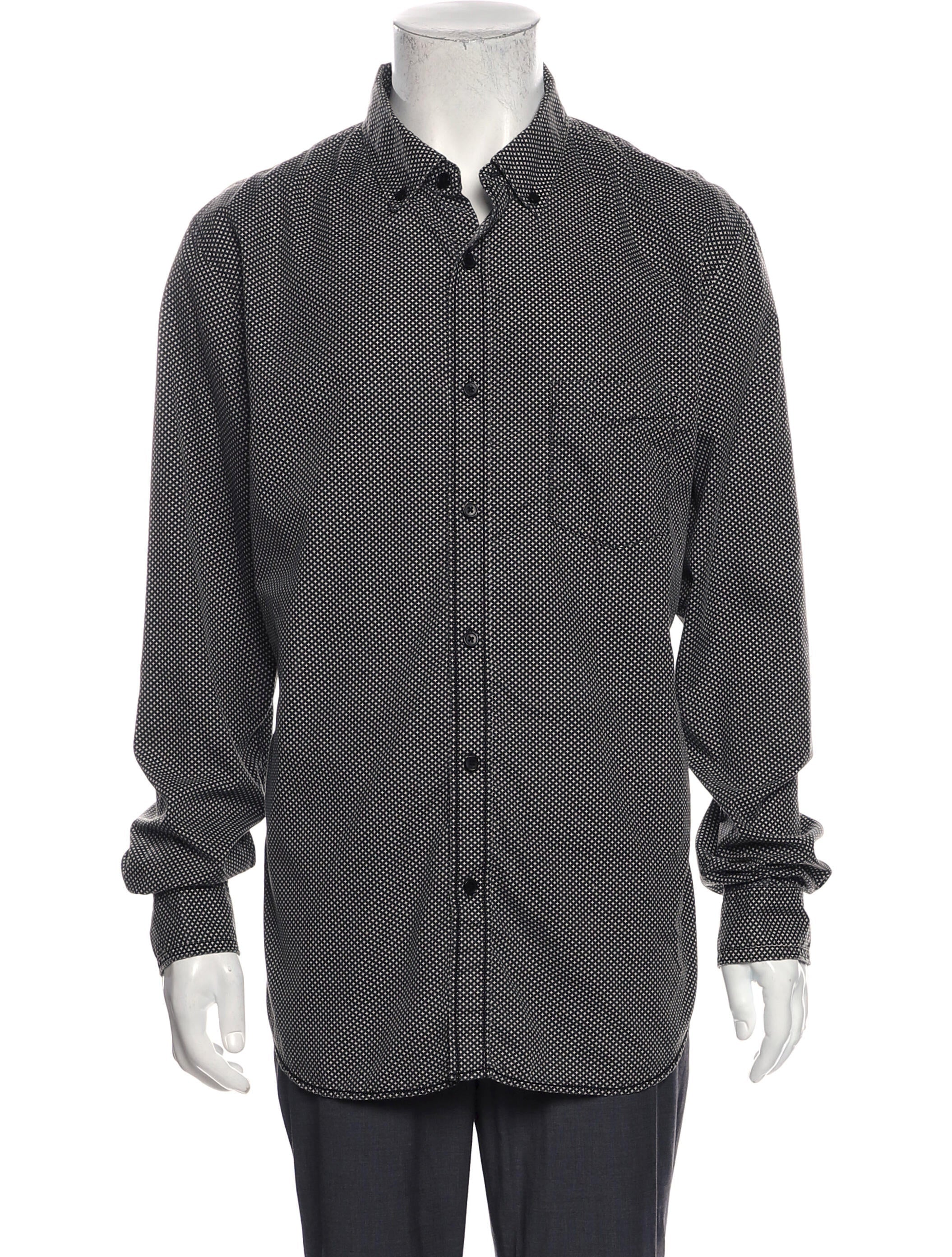 The RealReal,Sovereign Code, Sovereign Code Black Mini Check Button Up Shirt, Black, Large-46-TagL