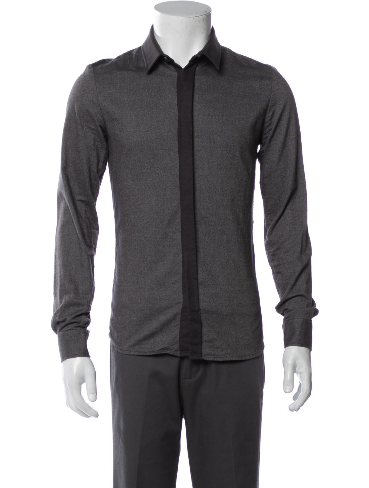 The RealReal,Stephen Schneider, Stephan Schneider Grey Two Tone Flannel Button Up, Grey, Extra Small-36-TagS