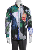 Saintwoods Multicolor Abstract Face Print Long Sleeve Button Up Shirt With Front Chest Pocket