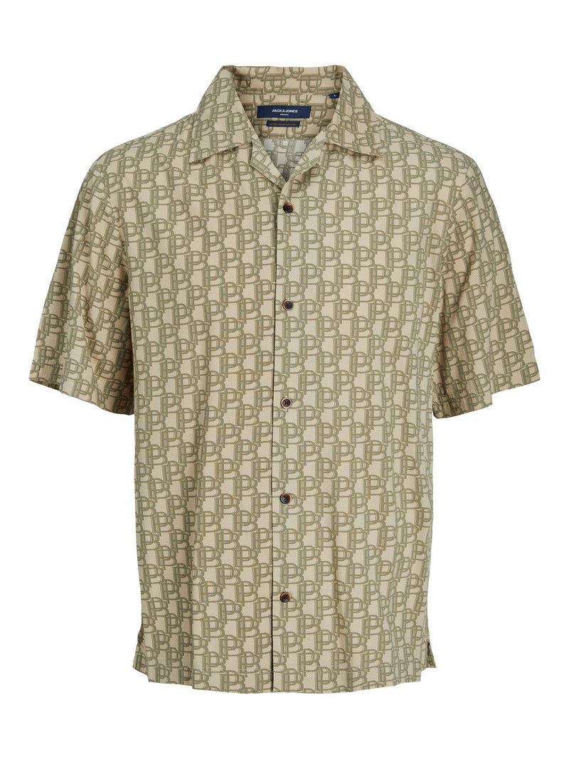 Jack & Jones Green Print Resort Oversize Shirt Short Sleeve