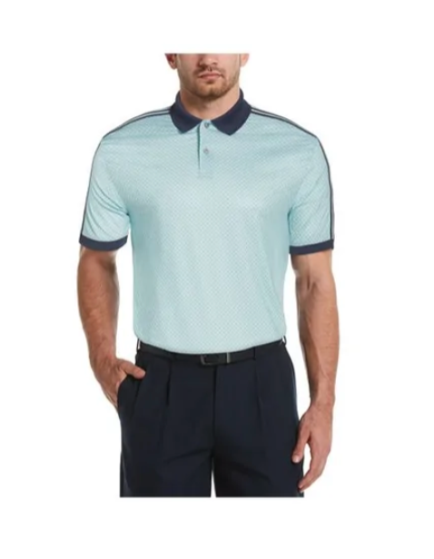 Hybrid Apparel,Hybrid Apparel, Hybrid Apparel Blue Geometric Performance Polo, Blue, Medium-43-TagM