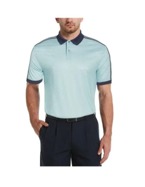 Hybrid Apparel Blue Geometric Performance Polo