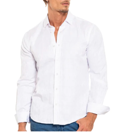 Faire,Eight X, Eight X White Argyle Jacquard Button Up, White, Large-46-TagXL