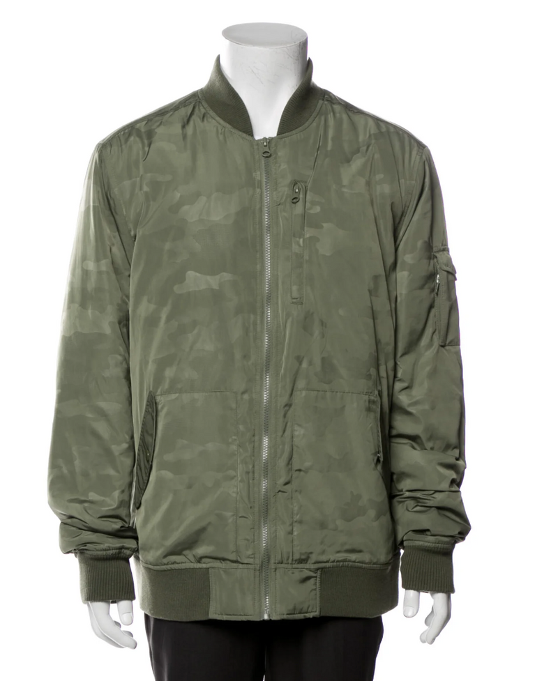 Five Four Tonal Green Camo Pattern Bomber Jacket