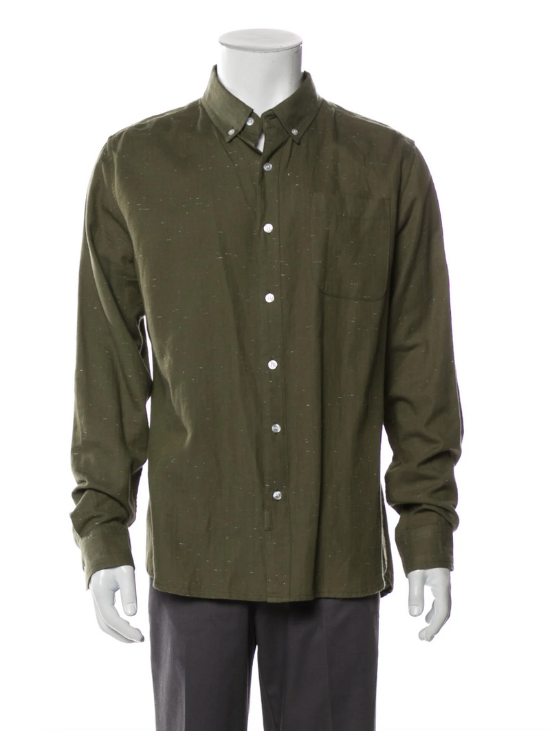Bridge & Burn Speckled Olive Green Long Sleeve Button Up Shirt