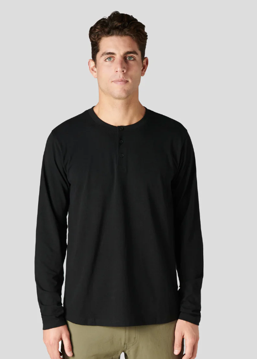 Western Rise Black Long Sleeve Ultra Soft Henley