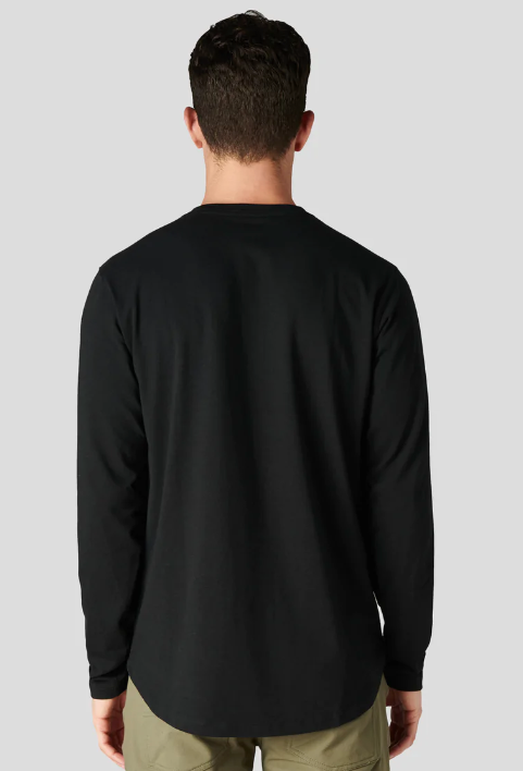 Brand Partner,Western Rise, Western Rise Black Ultra Soft Cotton Longsleeve Henley, Black, Medium-42-TagM