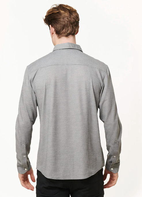 Western Rise Concrete Grey Merino Wool Button Down Shirt