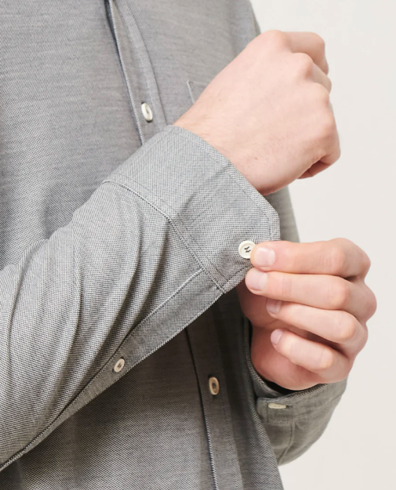 Brand Partner,Western Rise, Western Rise Concrete Grey Merino Wool Button Down Shirt, Grey, Extra Large-46-TagXL
